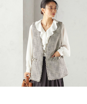 《予約》トライスピン 杢 ツイード カラーレス ジレ（セレモニー対応可）