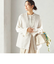 《予約》トライスピン 杢 ツイード カラーレス ジレ（セレモニー対応可）