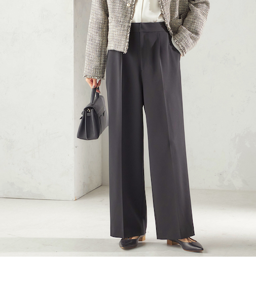 《予約》〈手洗い可能〉ダブル クロス セミ ワイド パンツ(セレモニー対応可)