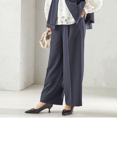 《予約》〈手洗い可能〉ダブル クロス セミ ワイド パンツ(セレモニー対応可)