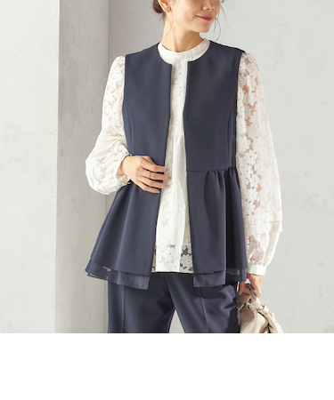 《予約》ダブル クロス レイヤード ペプラム ジレ（セレモニー対応可）