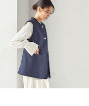 《予約》ランダム ラメ ノーカラー ボックス ジレ（セレモニー対応可）