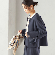 《予約》ダブル クロス 重ね袖 ノーカラー ジャケット（セレモニー対応可）
