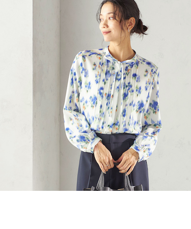 《予約》〈洗濯機可能〉無地 / プリント ピンタック ブラウス(セレモニー対応可)