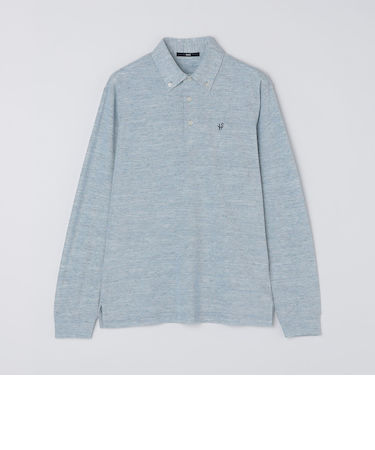 【WEB限定】SHIPS: リネンミックス カラーネップ ボタンダウン ロングスリーブ ポロシャツ