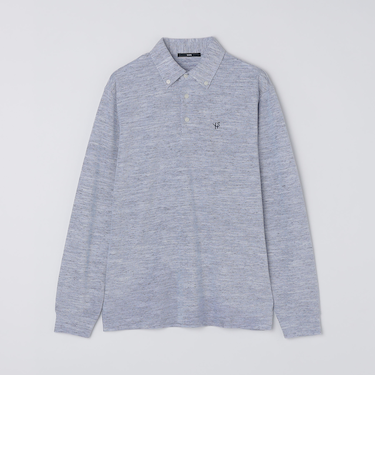 【WEB限定】SHIPS: リネンミックス カラーネップ ボタンダウン ロングスリーブ ポロシャツ