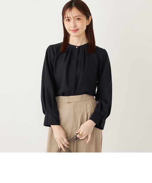 《予約》SHIPS Colors:〈洗濯機可能〉ジョーゼット タックスリーブ ブラウス2◆