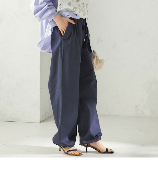《予約》〈手洗い可 / 撥水加工〉サイド ポケット 裾 ドロスト パンツ