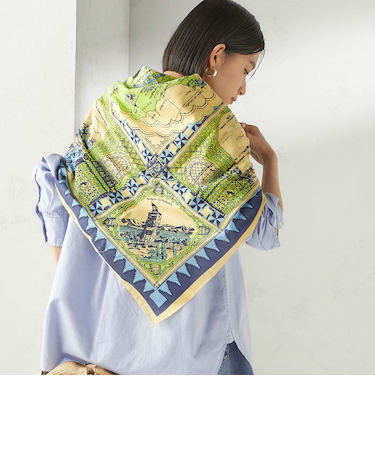 《予約》【SHIPS別注】BINDU: マップ スカーフ 100×100