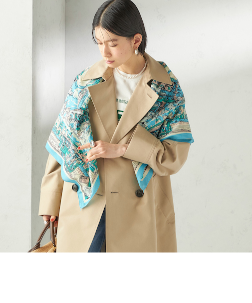 《予約》【SHIPS別注】BINDU: マップ スカーフ 100×100