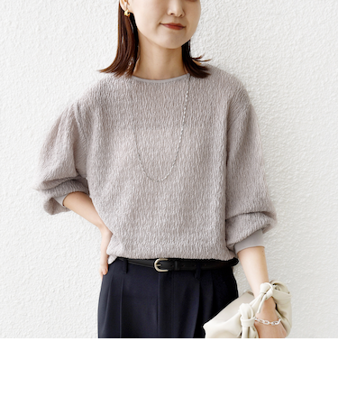 《予約》〈手洗い可能〉ランダム ブルーゼ 袖 タック プルオーバー