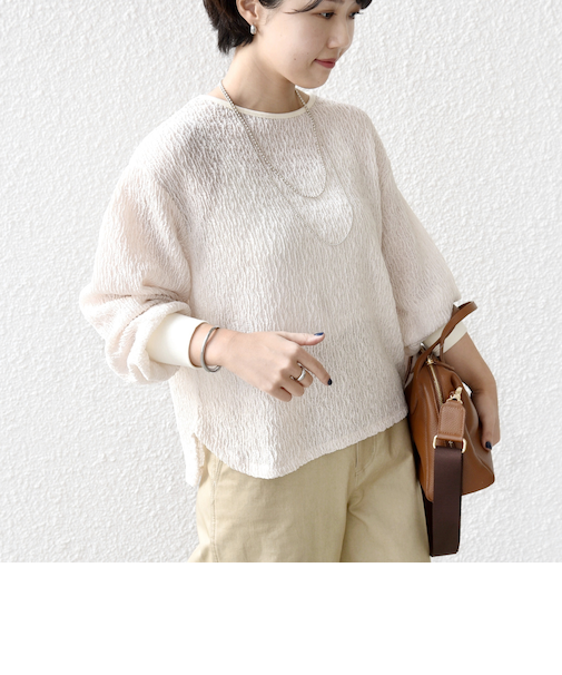 《予約》〈手洗い可能〉ランダム ブルーゼ 袖 タック プルオーバー