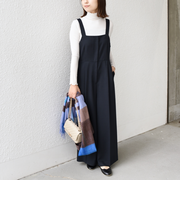 《予約》SHIPS Colors:〈手洗い可能〉ポリエステル/リネン スラブ オールインワン◆