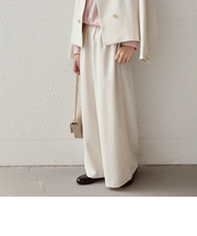 《予約》SHIPS Colors:〈手洗い可能〉ポリエステル/リネン スラブ ワイド パンツ◆