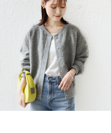 〈手洗い可能〉スライバー スナップ ボタン カーディガン