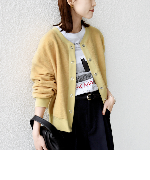 〈手洗い可能〉スライバー スナップ ボタン カーディガン