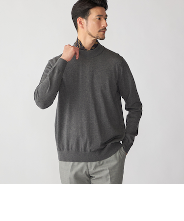 SHIPS:〈手洗い可能〉HANDFRAME 16ゲージ コットン/ウール モックネック ニット