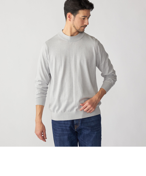 SHIPS:〈手洗い可能〉HANDFRAME 16ゲージ コットン/ウール モックネック ニット