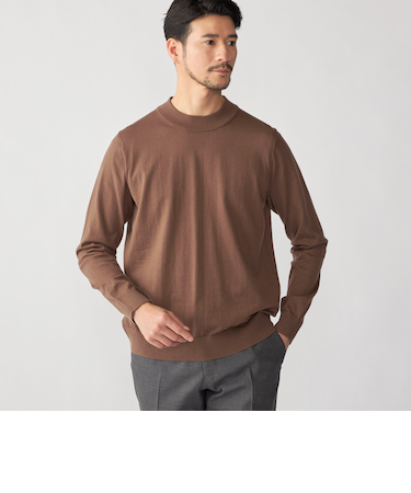 SHIPS:〈手洗い可能〉HANDFRAME 16ゲージ コットン/ウール モックネック ニット