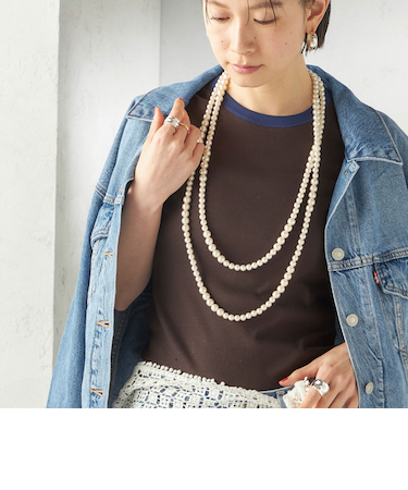 《予約》グラデーション ロング パールモチーフ ネックレス