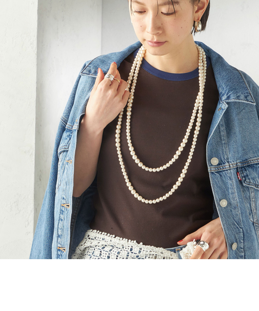 《予約》グラデーション ロング パールモチーフ ネックレス