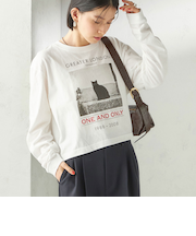 《予約》【SHIPS別注】Odub: フォト プリント クロップド ロングスリーブ TEE