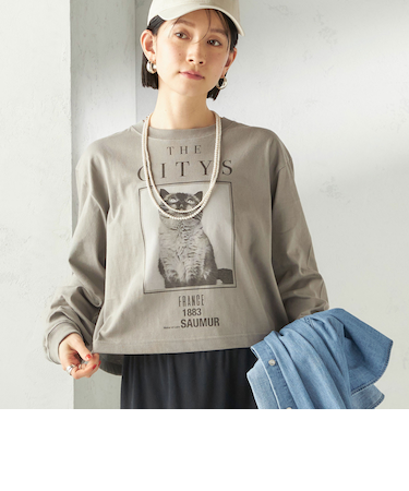 《予約》【SHIPS別注】Odub: フォト プリント クロップド ロングスリーブ TEE