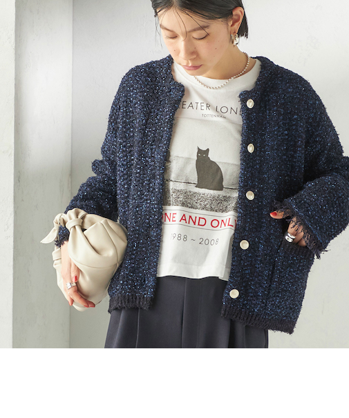 《予約》〈手洗い可能〉ミックスカラー ニット ジャケット