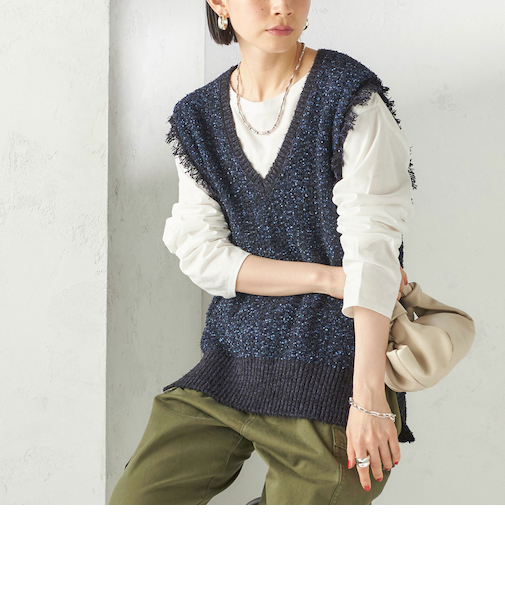 《予約》〈手洗い可能〉ミックスカラー Vネック プルオーバー
