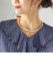 《予約》シルク リボン 淡水 パール ネックレス