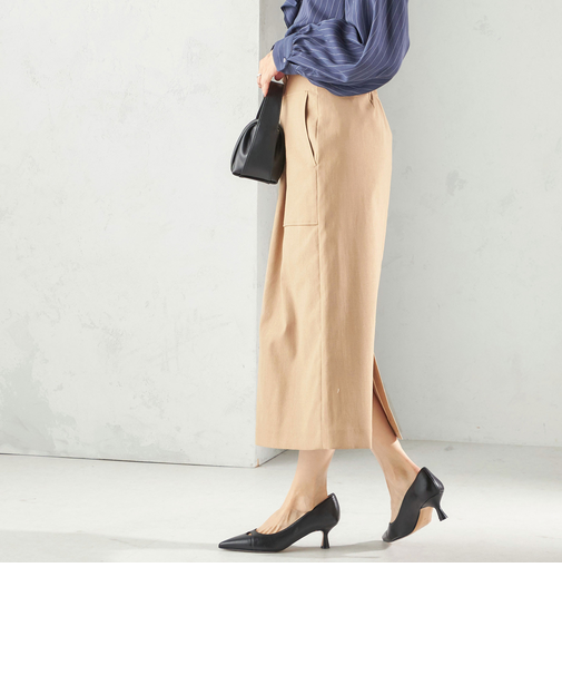 《予約》〈UVカット・吸水速乾・手洗い可能〉綿麻混 オックス ポケット タイト スカート