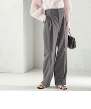 《予約》〈UVカット・吸水速乾・手洗い可能〉綿麻混 オックス 2タック ストレート パンツ