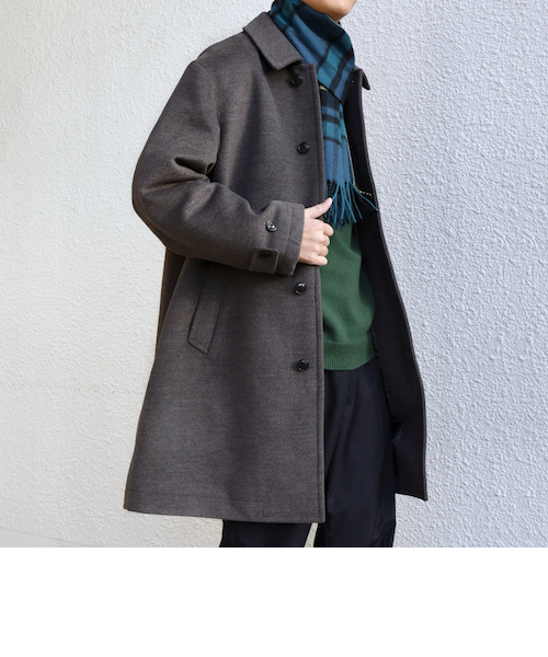 SHIPS: スーパー140'S 100%WOOL メルトン スタンドカラー コート