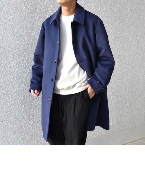 SHIPS: スーパー140'S 100%WOOL メルトン スタンドカラー コート