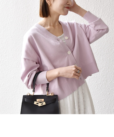 《予約》SHIPS any:〈手洗い可能〉 Vネック ルーズ ショート ニット カーディガン