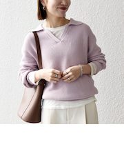 《予約》SHIPS any:〈手洗い可能〉コットン ミックス スキッパー ポロ ニット プルオーバー