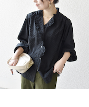 《予約》SHIPS any:〈洗濯機可能〉2WAY シアー フリル ブラウス