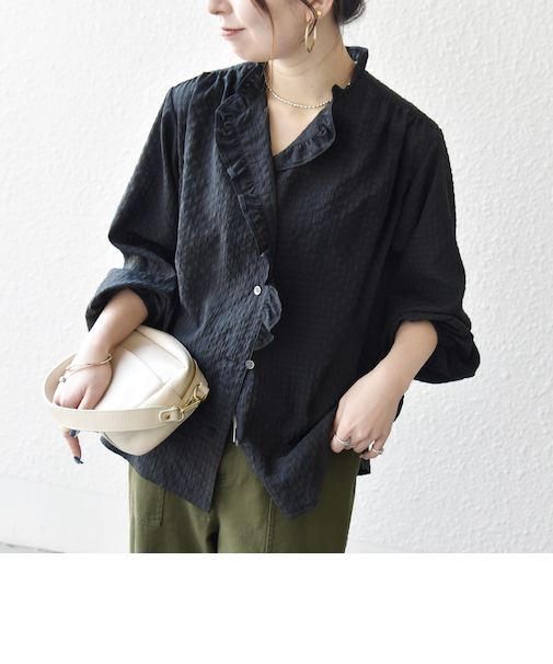 《予約》SHIPS any:〈洗濯機可能〉2WAY シアー フリル ブラウス