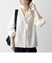 《予約》SHIPS any:〈洗濯機可能〉2WAY シアー フリル ブラウス