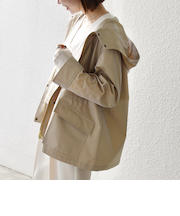 《予約》SHIPS any:〈手洗い可能〉シャンブレー オーバー フーディー コート