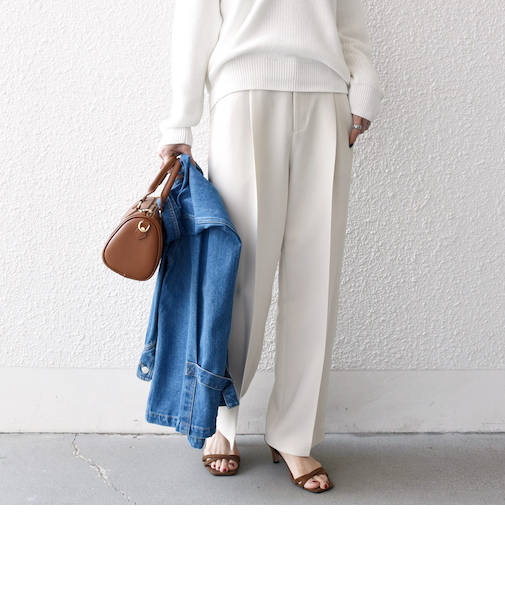 《予約》SHIPS any:〈洗濯機可能〉ダブルクロス タック ストレート パンツ［NAVY BLUE］