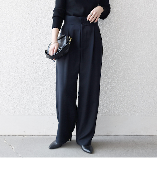《予約》SHIPS any:〈洗濯機可能〉ダブルクロス タック ストレート パンツ［NAVY BLUE］