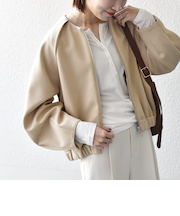 《予約》SHIPS any:〈洗濯機可能〉ジャージー クルーネック パフ コクーン ブルゾン