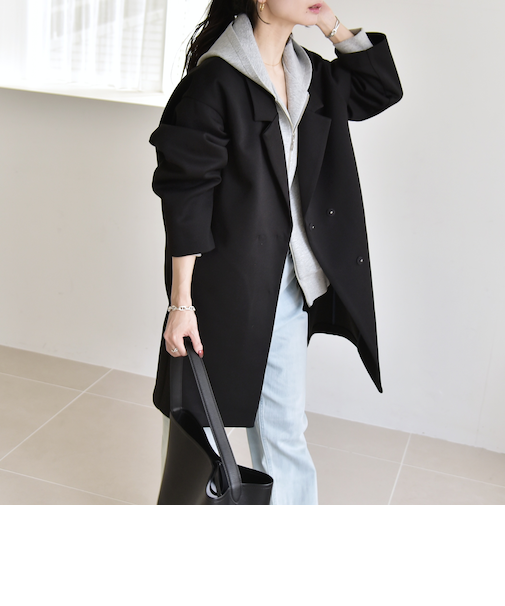 《予約》quaranciel:〈手洗い可能〉ジャージー テーラード ジャケット コート