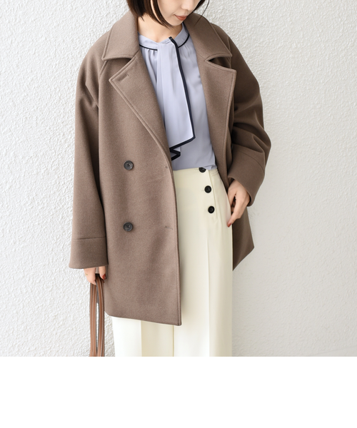 SHIPS Colors:〈手洗い可能〉ジャージーメルトン ピーコート 2