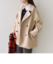 SHIPS Colors:〈手洗い可能〉ジャージーメルトン ピーコート 2◇