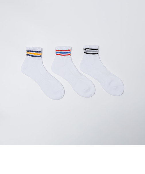 SHIPS Colors:3足組 カラーライン ソックス
