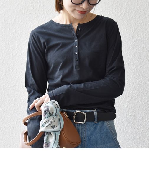 《予約》SHIPS any:〈手洗い可能〉シアー コットン ヘンリーネック ニュアンス ロンTEE