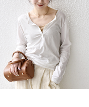 《予約》SHIPS any:〈手洗い可能〉シアー コットン ヘンリーネック ニュアンス ロンTEE