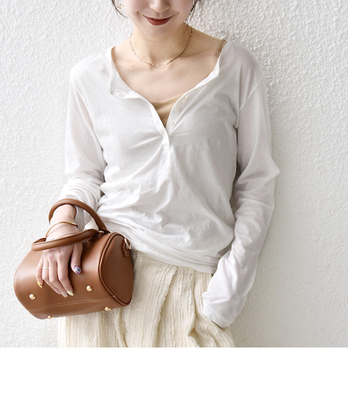 《予約》SHIPS any:〈手洗い可能〉シアー コットン ヘンリーネック ニュアンス ロンTEE